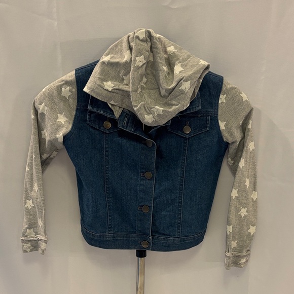 Children's Denim Jacket with Gray Star Sleeves - Picture 1 of 3